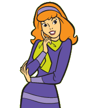 Daphne from Scooby Doo looking quizzical in a purple dress.